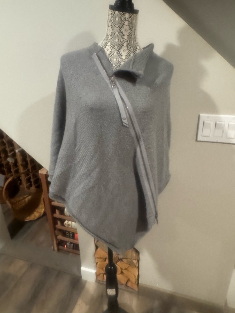 lululemon athletica Gray Knit Zip-Front Poncho